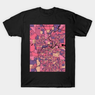 Fort Wayne Map Pattern in Purple & Pink T-Shirt